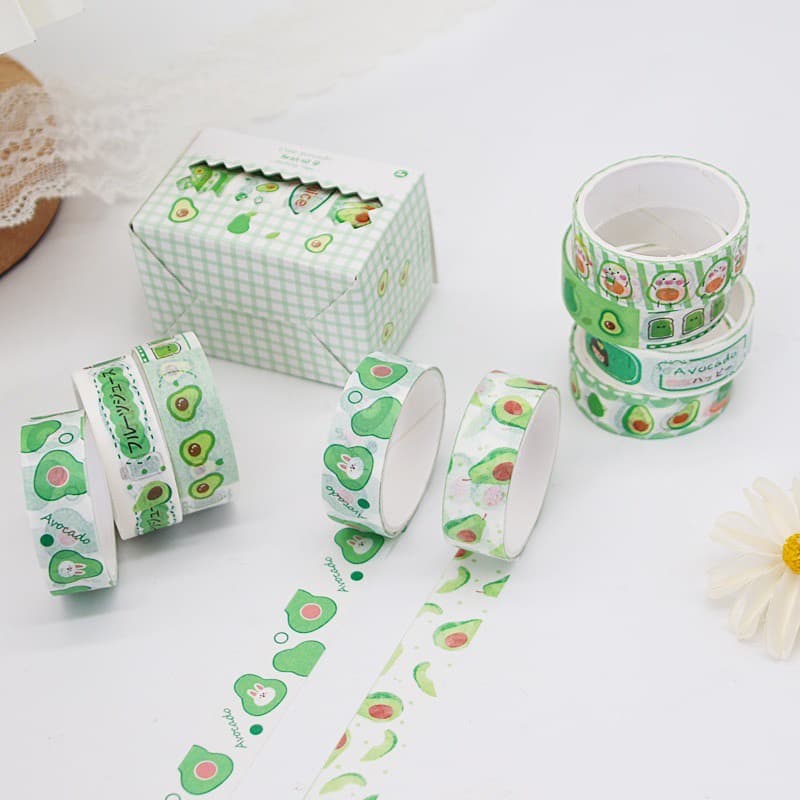 เทปตกแต่ง อะโวคาโด 4 ม้วน วาชิเทป DIY กล่อง ตกแต่ง ไดอารี่ สติ๊กเกอร์ เทป สติกเกอร์ เทปกระดาษ Washi tape เครื่องเขียน รูปที่ 4