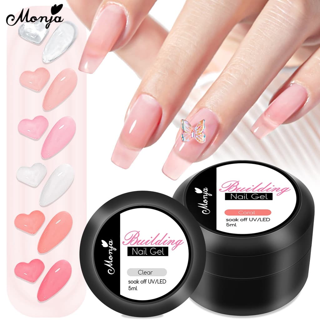 Monja กาวต่อเล็บเจล UV อะคริลิค 3D 5 มล. 6 สี ไม่เหนียวติด ต่อง่าย สําหรับร้านเสริมสวย DIY gel color รูปที่ 2