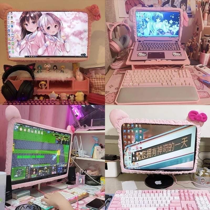ผ้ารัดจอคอมพิวเตอร์ ครอบจอ TV 17-60” โทรทัศน์ จอคอม คิตตี้ Hello Kitty ตกแต่งคอม รูปที่ 2