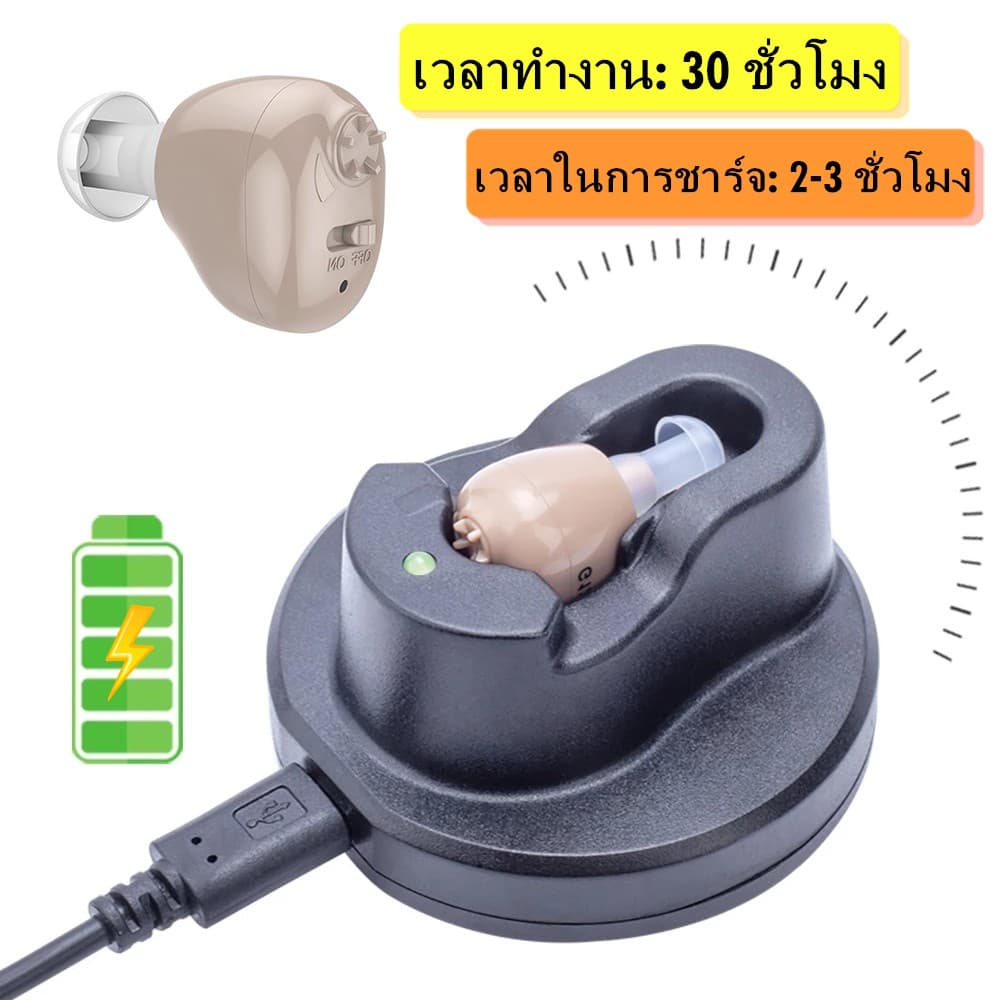เครื่องช่วยฟัง ITE แบบชาร์จไฟขนาดเล็กเครื่องขยายเสียงที่มองไม่เห็นสำหรับการสูญเสียการได้ยินเครื่องช่วยคนหูหนวกสำหรับอุปกรณ์การได้ยินผู้สูงอายุ รูปที่ 1