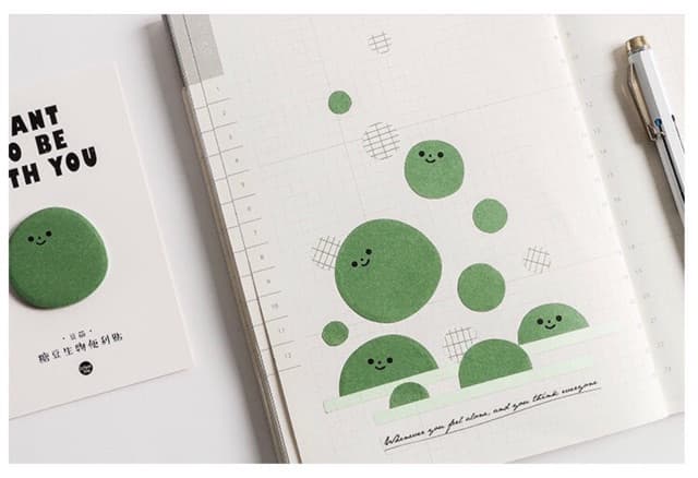 กระดาษโน๊ตแบบมีกาว ลายกลมๆ ลายการ์ตูนแสดงอารมณ์ sticky note รูปที่ 7