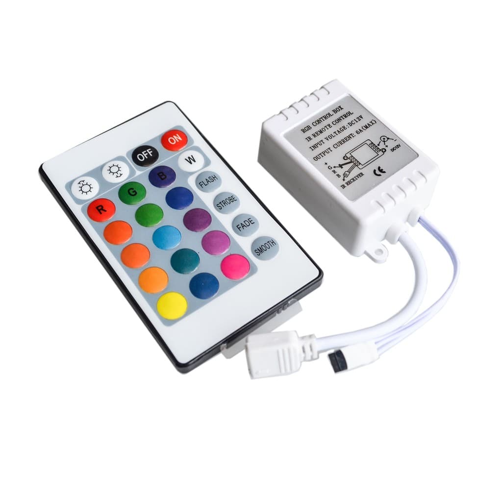 รีโมตควบคุมไฟ LED RGB Ir ไร้สาย 24 ปุ่ม หรี่ไฟได้ 12v สําหรับ 5050 3528 รูปที่ 1
