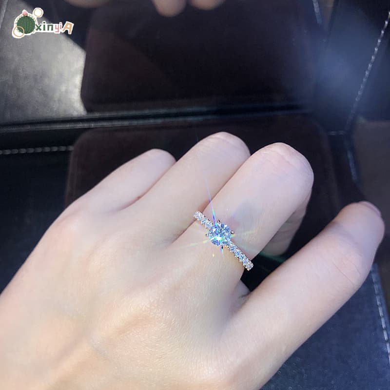 แหวนหมั้นแหวนแต่งงานทองคำ 14K Cubic Zirconia รูปที่ 4