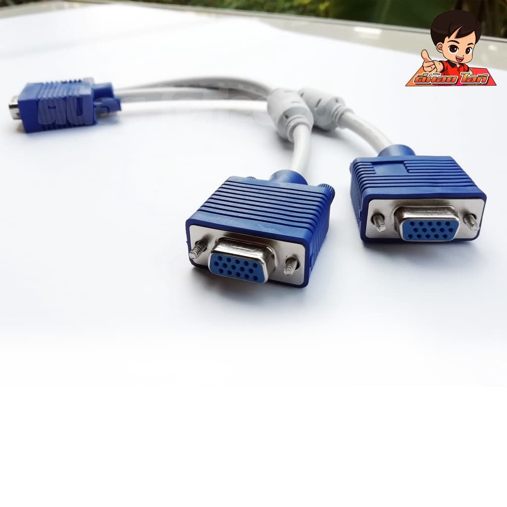 สาย VGA 1 ออก 2 หัว แสดงภาพเหมือนกันพร้อมกัน 2 จอ Vga splitter cable สายแยกจอ คาราโอเกะ งานนำเสนอ รูปที่ 3