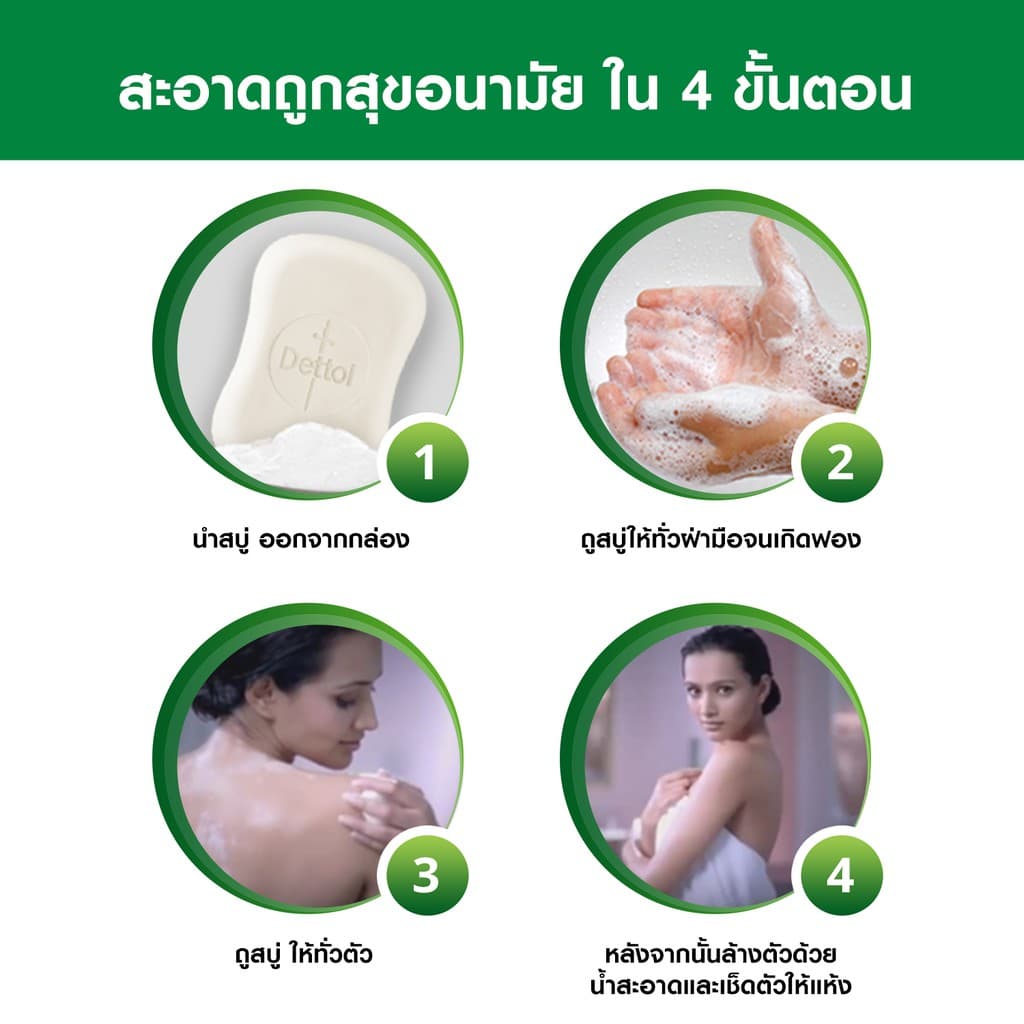 Dettol เดทตอล สบู่เดทตอล สบู่อาบน้ํา สูตรรีเฟรชชิ่ง 100 กรัมX4 รูปที่ 2