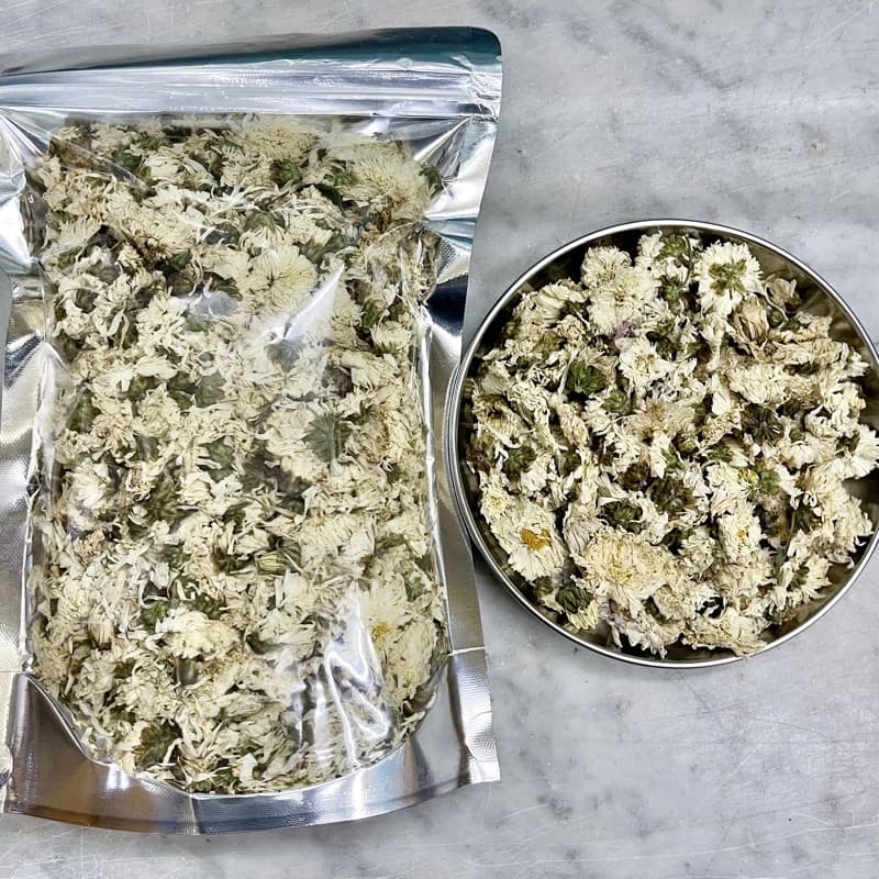ชาดอกเก๊กฮวยขาว 100 กรัม White Chrysanthemum tea 杭白菊茶 เก๊กฮวยขาว ดอกเก๊กฮวยขาว เก็กฮวย รูปที่ 1