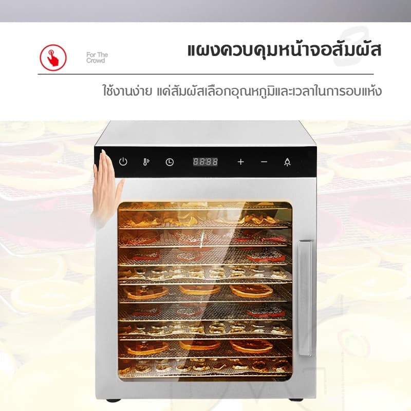 เครื่องอบผลไม้ สแตนเลส จุได้เยอะ 8/10/12 ชั้น fruit dehydrator 1000W เครื่องอบลมร้อน เครื่องอบอาหาร ไม้ ระบบลมร้อน เครื่ รูปที่ 6
