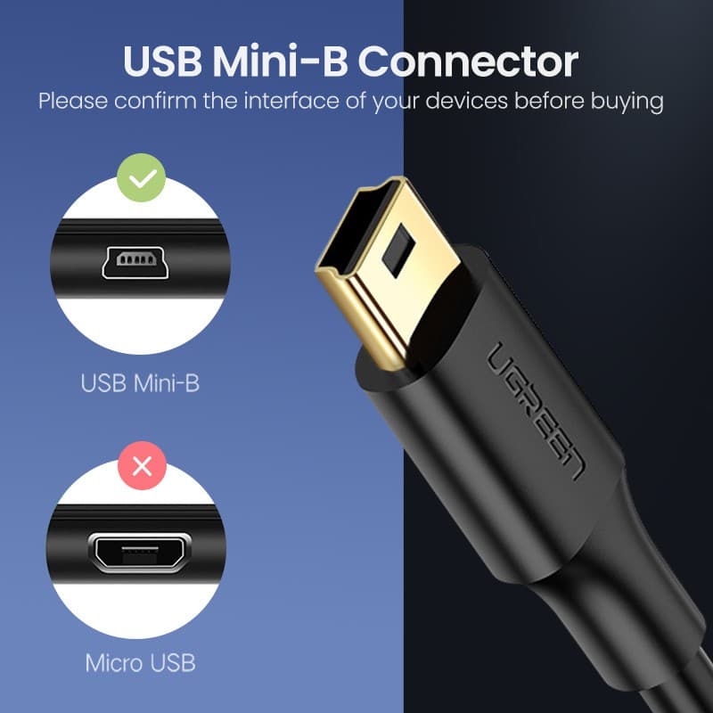 Ugreen สายชาร์จ USB ขนาดเล็ก เป็น USB สําหรับเครื่องเล่น MP3 MP4 DVR GPS กล้องดิจิทัล HDD Mini USB รูปที่ 4