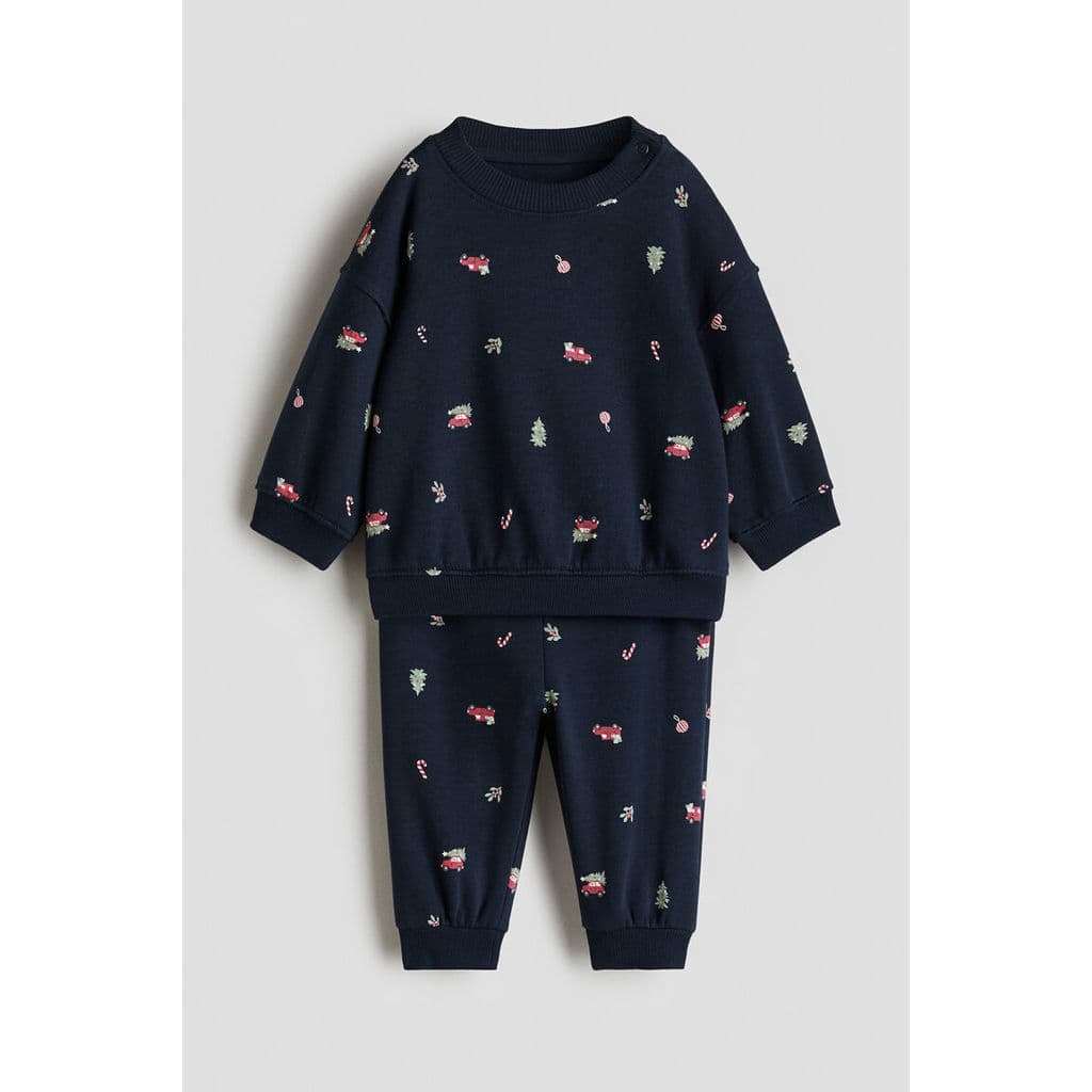 H&M ชุดเสื้อสเวตเตอร์พิมพ์ลายสองชิ้น พร้อมด้านในขนฟู Infants 2-piece printed brushed-i 1292690_3 รูปที่ 5
