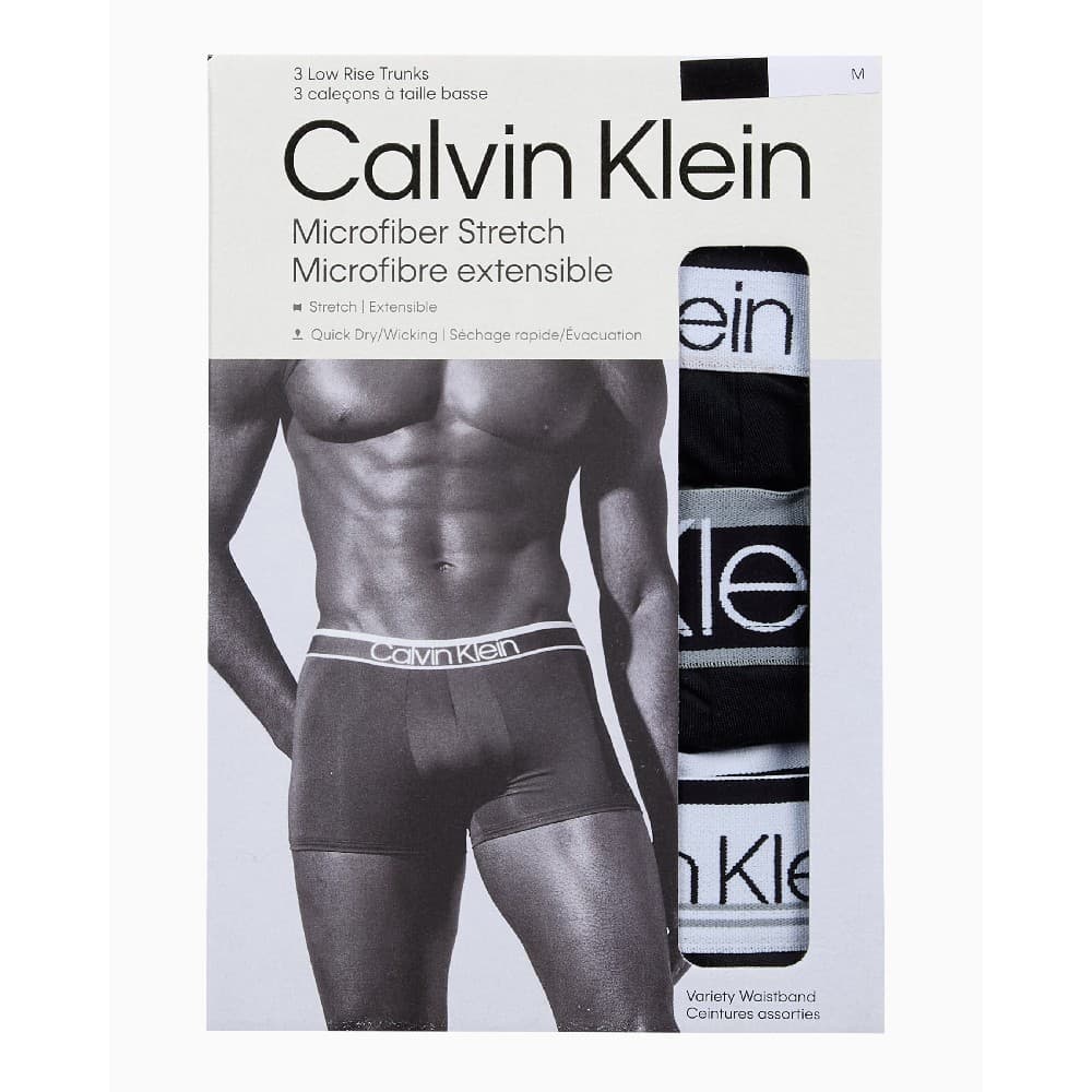 CALVIN KLEIN กางเกงในผู้ชาย Microfiber Stretch แพ็ค 3 ชิ้น ทรง Low Rise Trunk รุ่น NP2836O UB1-สีดำ รูปที่ 4