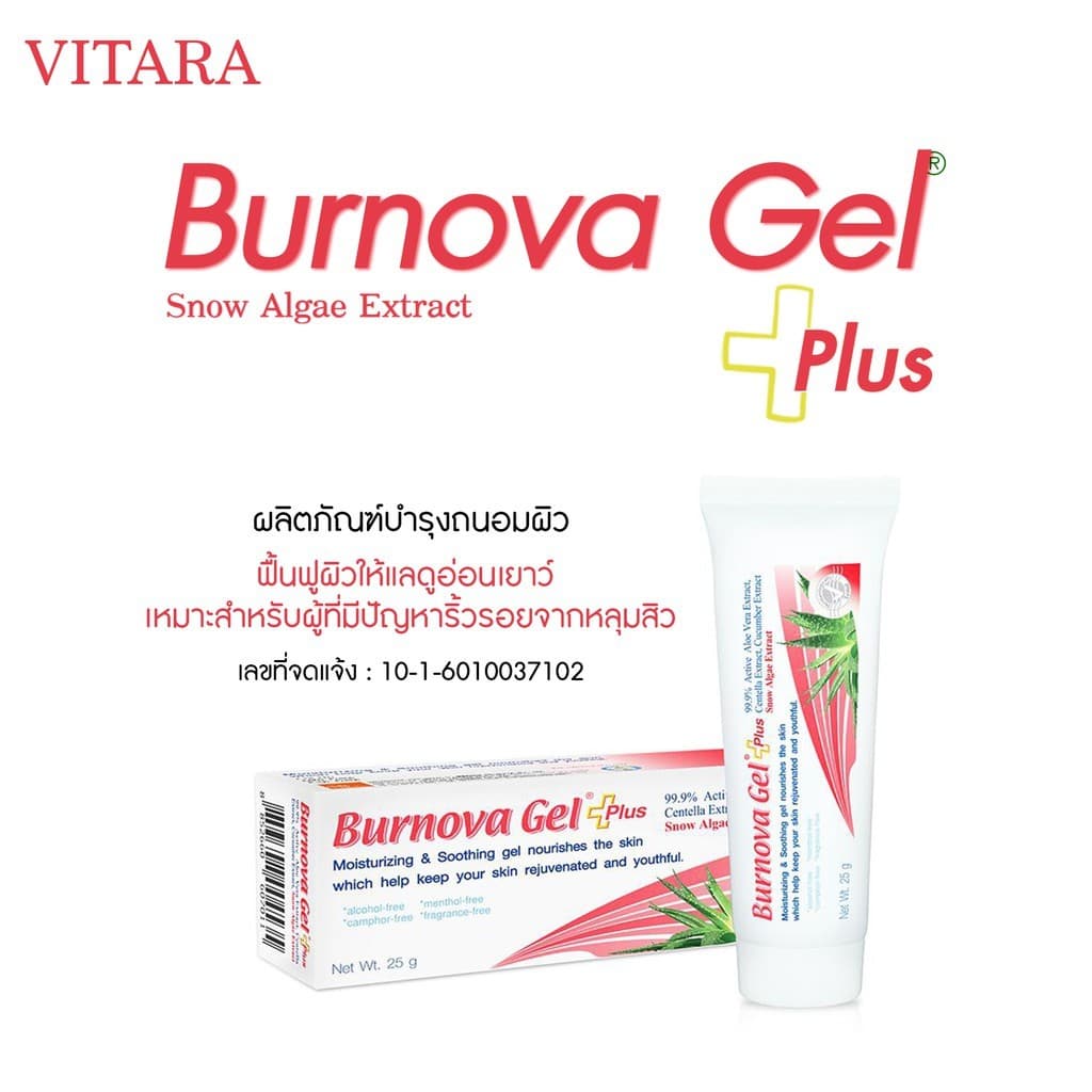 Vitara Burnova Gel Plus Snow Algae Extract 70 g. เบอร์นโนว่า เจล พลัส สโนว์ แอลจี้ หิมะสีแดง รูปที่ 4