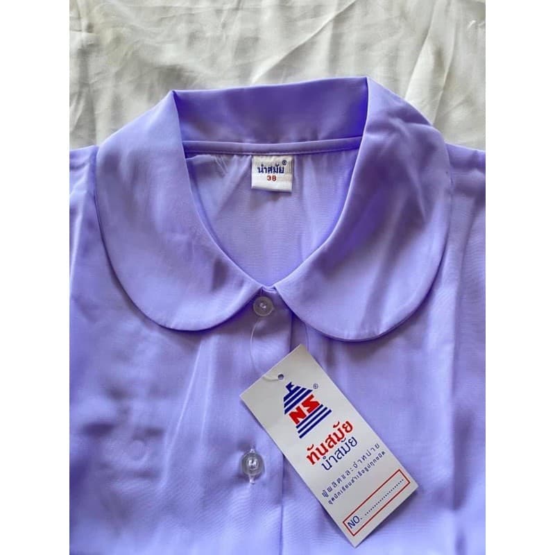 เสื้อนักเรียนคอบัว ผ้ามัน บรีสกีน แขนยาว ยี่ห้อนำสมัย **เอาบิลโปรดเเจ้งลงหมายเหตุก่อนสั่งซื้อ รูปที่ 5