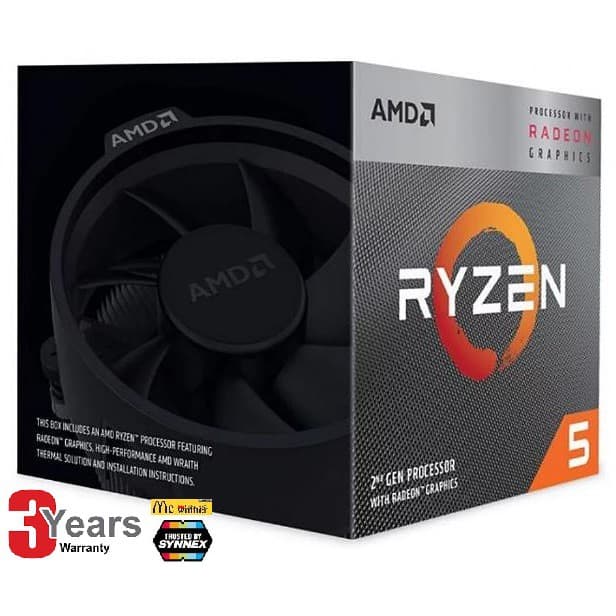 CPU (ซีพียู) AMD AM4 RYZEN5 3400G 3.7 GHz - สินค้ารับประกัน 3 ปี