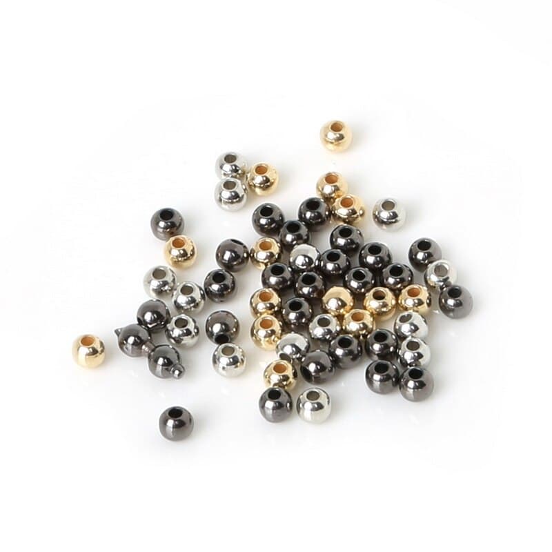 4 6 8 10 12 มม . 30-300 ชิ้น Gold / Gun - Metal Plated Ccb Round Seed Spacer ลูกปัดสําหรับทําเครื่องประดับ Diy Bse009 รูปที่ 2