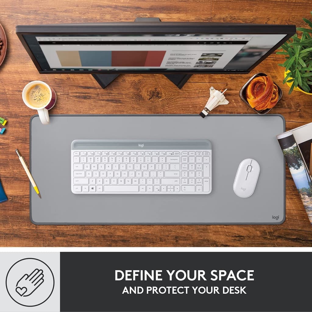 แผ่นรองเมาส์LOGITECH Desk Mat / Mouse Pad Studio Series สบายมือพร้อมฐานกันลื่นและดีไซน์กันน้ำหก หลากหลายสีสั รูปที่ 7