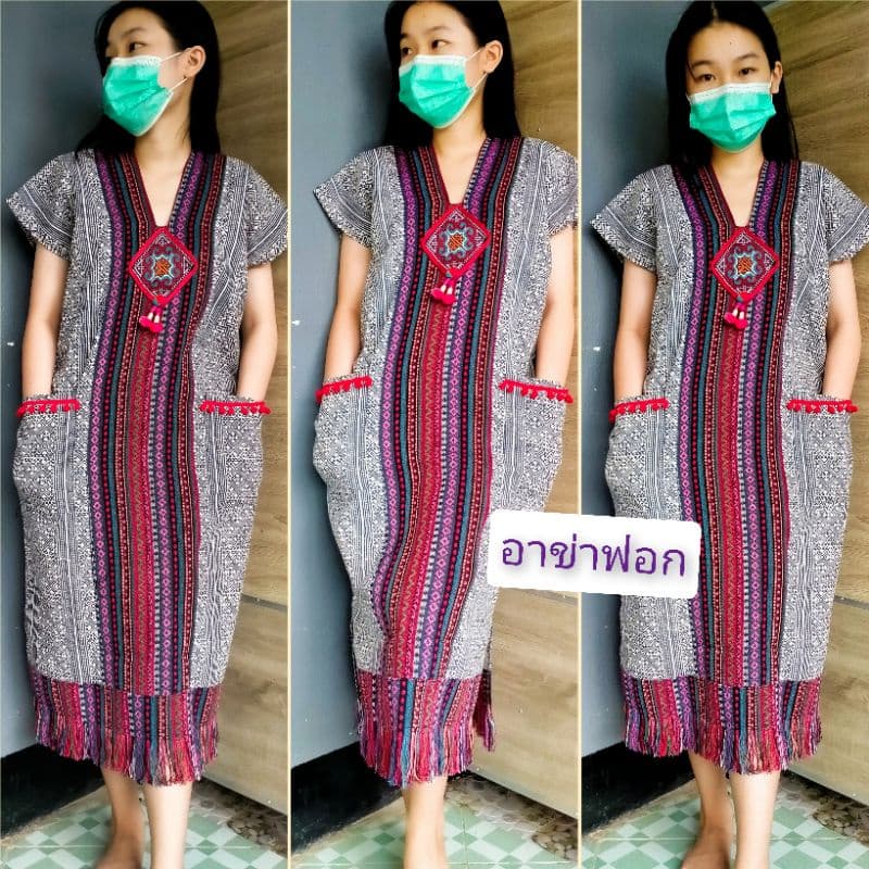 ชุดพื้นเมือง เดรสพื้นเมือง สาวอวบ ไซส์ใหญ่ถึง50"ราคา150฿150฿ รูปที่ 4