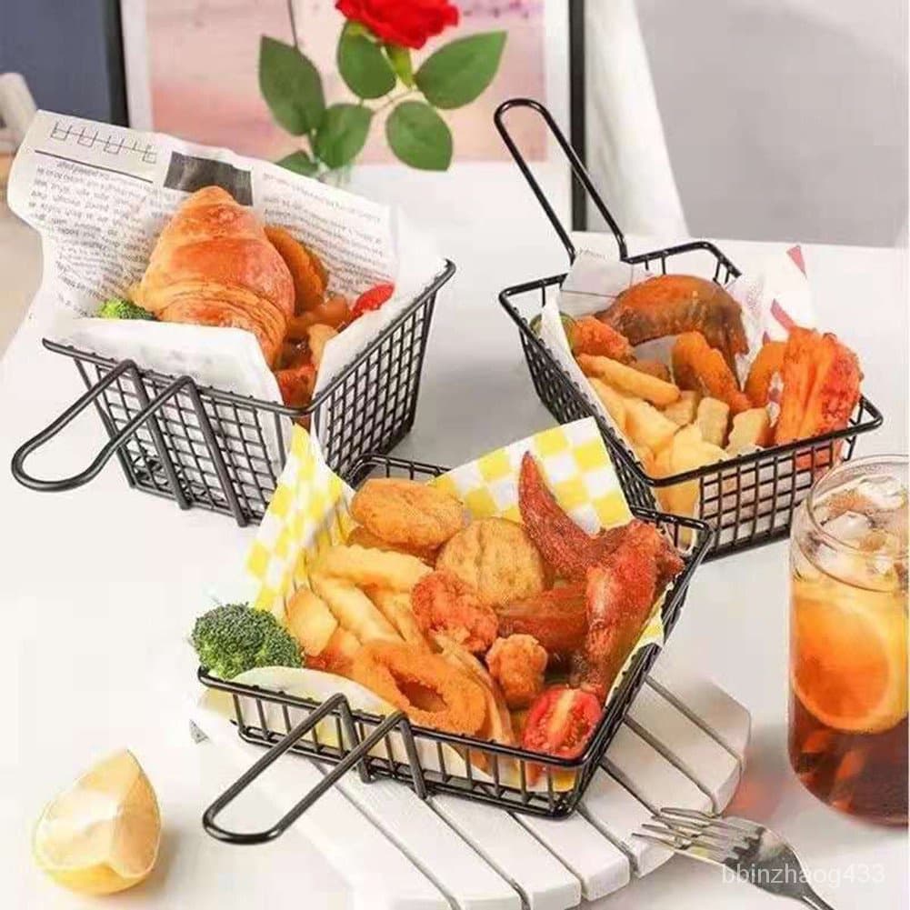 พร้อมจัดส่งตะกร้าเฟรนช์ฟรายส์ ตะกร้าทอด กลม สี่เหลี่ยม French fries basket H-C-2 รูปที่ 3