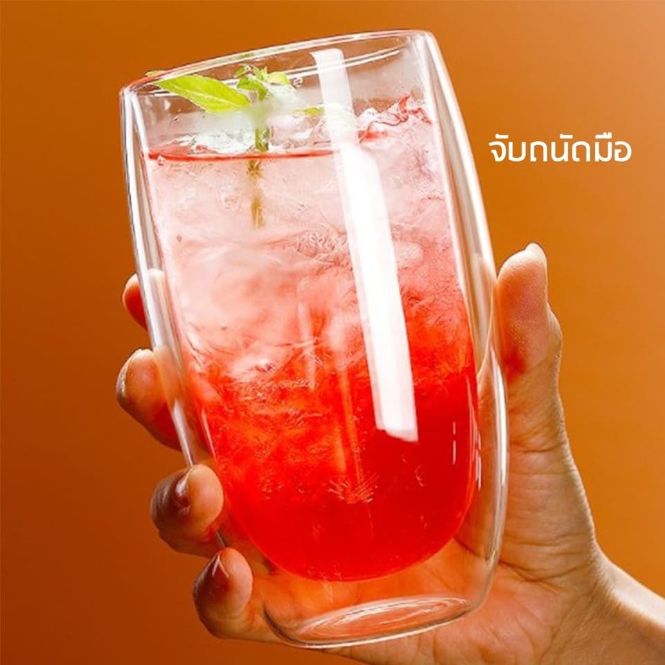 แก้วสองชั้น ขนาด 250-450 ml สวยงาม ทนทาน กันความร้อน ใส่น้ำร้อนเย็นได้ รูปที่ 2