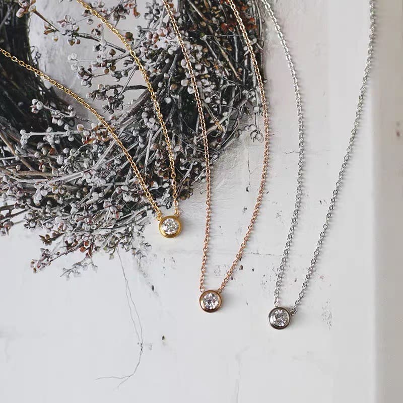 สร้อยคอโชคเกอร์ เหล็กไทเทเนียม ทองคําขาว 18K จี้เพทาย เพชรกลม ขนาดเล็ก กันน้ํา ไม่จางหาย เครื่องประดับ ของขวัญ สไตล์เกาหลี ญี่ปุ่น รูปที่ 4