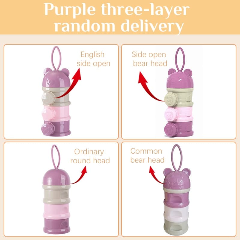 BHQCOD ที่ใส่นมผงแบบพกพา กล่องนมผงสำหรับทารก 3/4 ชั้น กล่องขนม รูปที่ 4