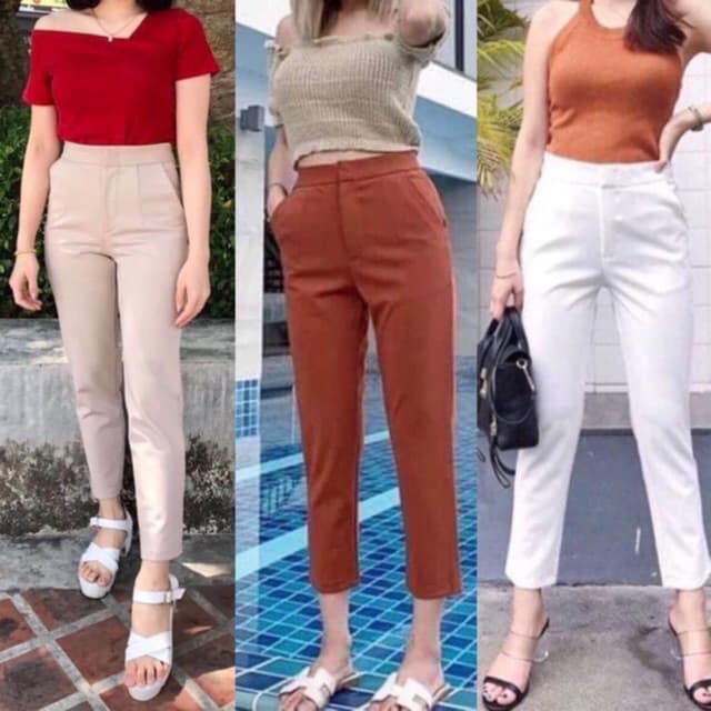 กางเกงทรงโรเชฟ 7-8ส่วน ผ้าฮานาโกะใส่ทำงานได้ รูปที่ 4