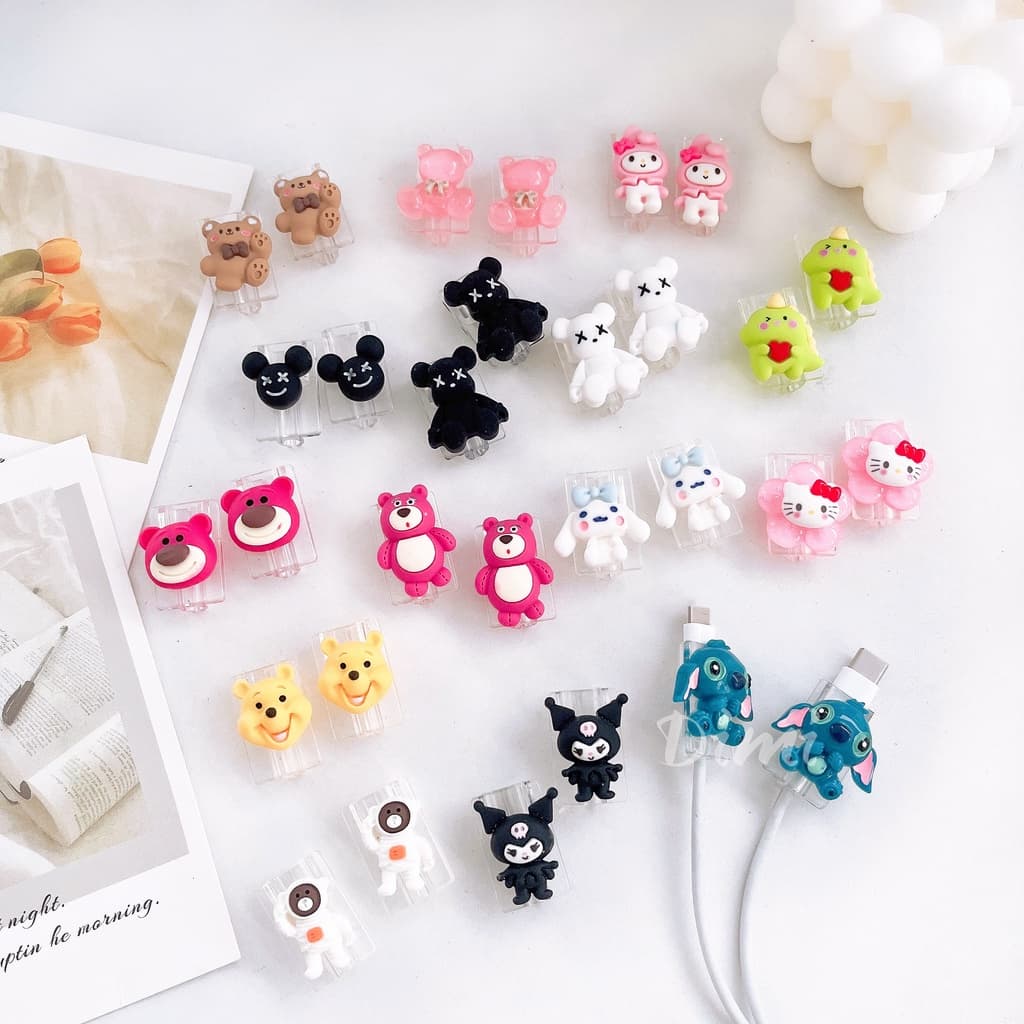 Cable Bite TPU นิ่ม ที่กันสายหัก ลายการ์ตูน cable protector สำหรับ สายชาร์จ iP/Android/Type-C รูปที่ 1