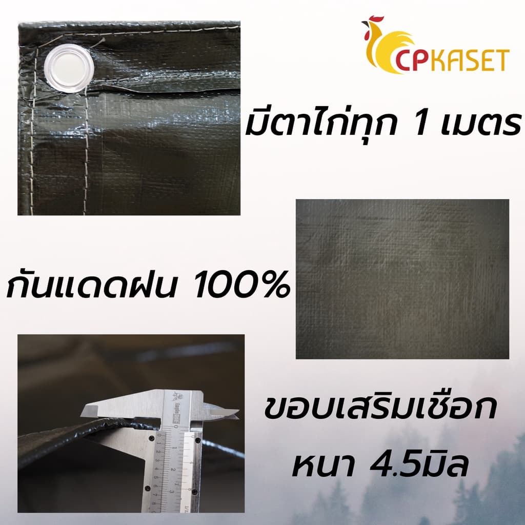 ผ้าเต็นท์ PE 2หน้า 160กรัม สีขี้ม้า/บรอนซ์เงิน กันแดดกันฝน เจาะตาไก่ แค้มปิ้ง กันสาด คลุมของ ผลิตในไทย รูปที่ 2
