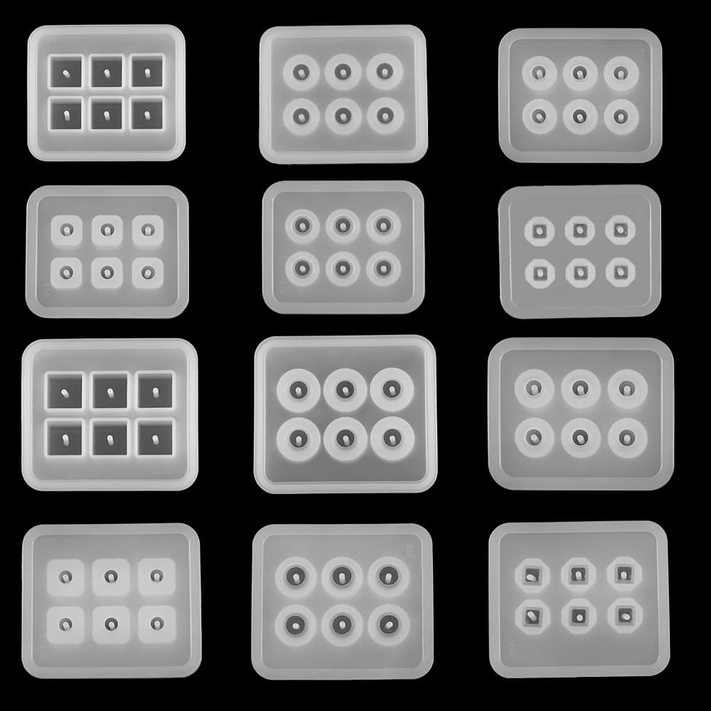 6ช่อง แม่พิมพ์ซิลิโคนทำลูกปัด ทรงกลม/เหลี่ยม/รี มีรูในตัว สำหรับเรซิน DIY อุปกรณ์ทำเครื่องประดับ รูปที่ 7