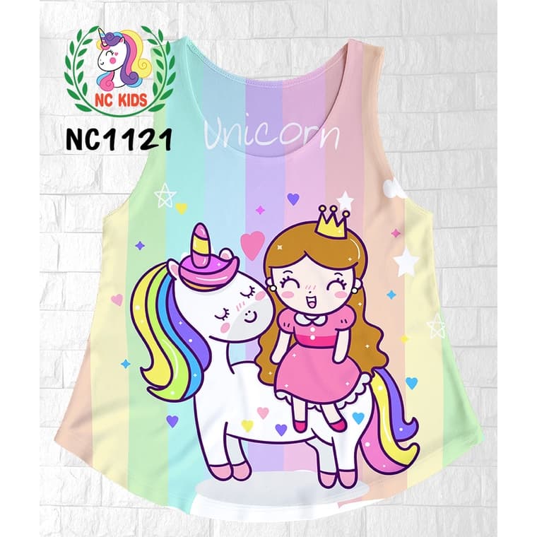 เสื้อกล้ามเด็กผู้หญิง ลายการ์ตูน โพนี่ ยูนิคอร์น ลายน่ารัก ยับยาก ใส่สบาย หน้าร้อน รูปที่ 7
