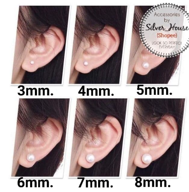 ต่างหูเงินแท้92.5% ต่างหูหัวมุกสีขาวแท้ มุกแท้ มุกสวยมาก มีขนาด4-10mm. รูปที่ 4