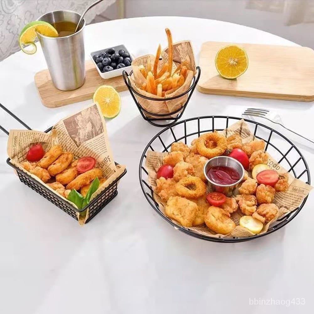 พร้อมจัดส่งตะกร้าเฟรนช์ฟรายส์ ตะกร้าทอด กลม สี่เหลี่ยม French fries basket H-C-2 รูปที่ 7