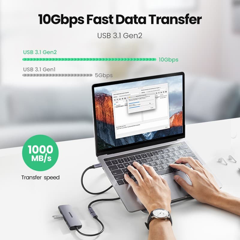UGREEN สายเคเบิล USB C USB 3.1 Type C ตัวผู้ต่อตัวเมีย รุ่น 2 10Gbps สำหรับ Nintendo Switch compatible compatible for Macbook Pro Samsung Galaxy Note20 S10 S9 Google Pixel 3 2 XL ขนาด 1.5 ฟุต รูปที่ 2