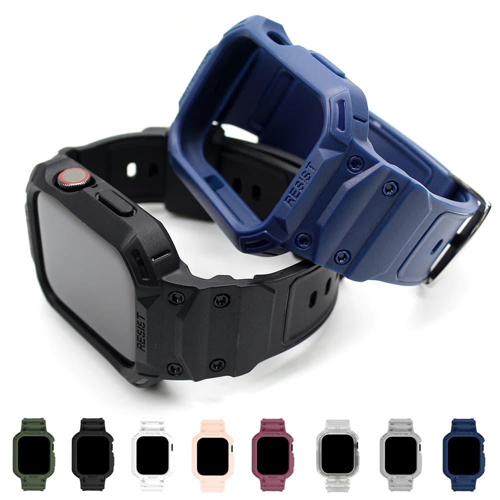 เคส + สายซิลิโคน ชุดป้องกัน สำหรับ Apple Watch Strap Series 11 10 Ultra 2 9 8 7 6 5 SE 4 3 สายนาฬิกา Band iWatch 49 46 45 44 42 41 40 38mm รูปที่ 1