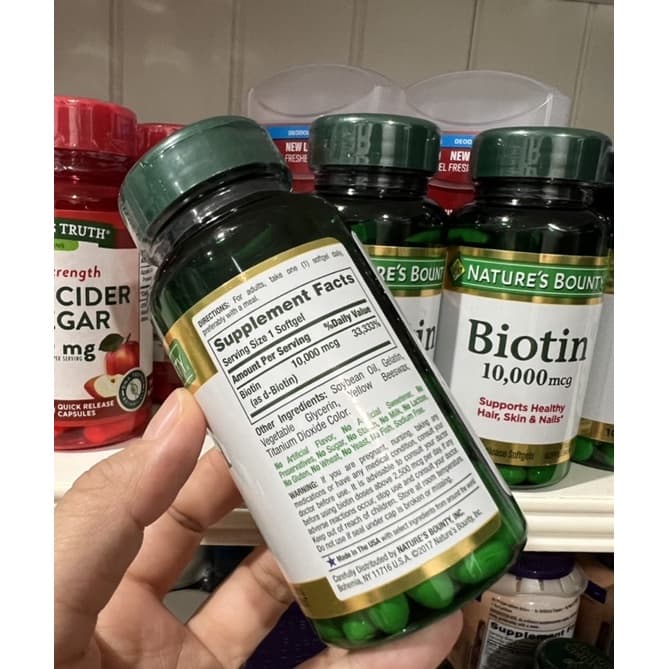 Nature's Bounty Biotin 10,000 mcg 120Softgels บำรุงสุขภาพผม ผิวหนัง และเล็บ* รูปที่ 3