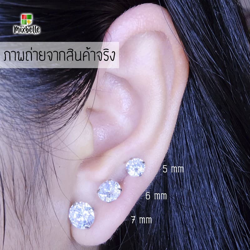 ต่างหูเพชร CZ สแตนเลส 316L ไม่ลอก ไม่ดำ เครื่องประดับแฟชั่น รูปที่ 3