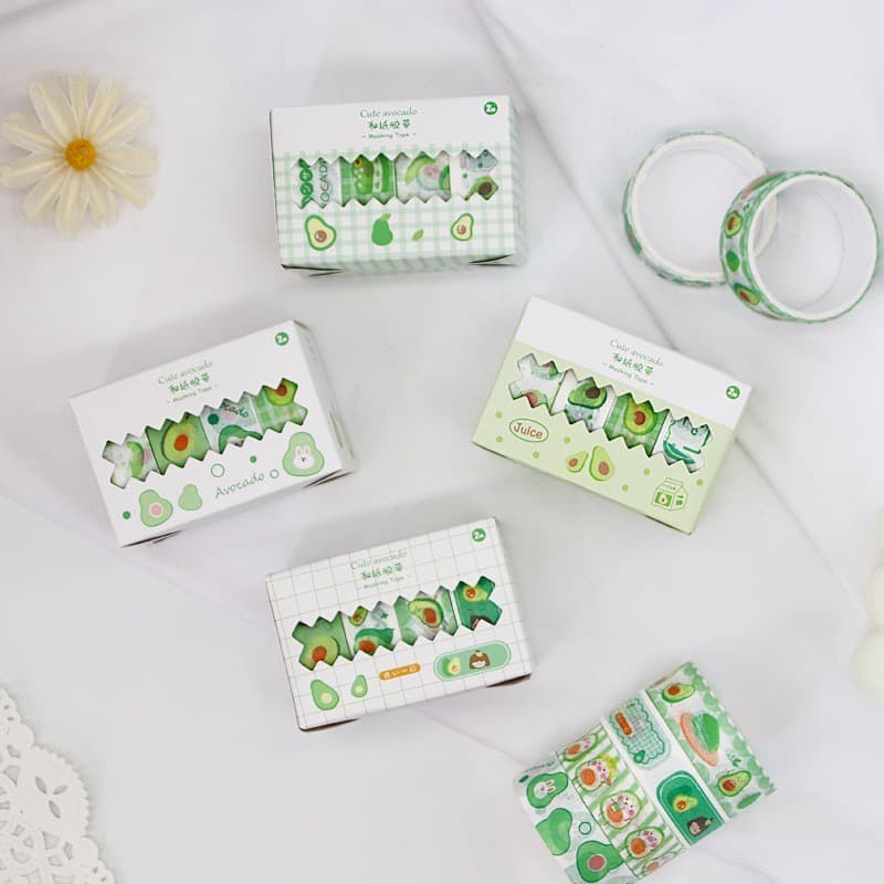 เทปตกแต่ง อะโวคาโด 4 ม้วน วาชิเทป DIY กล่อง ตกแต่ง ไดอารี่ สติ๊กเกอร์ เทป สติกเกอร์ เทปกระดาษ Washi tape เครื่องเขียน รูปที่ 2