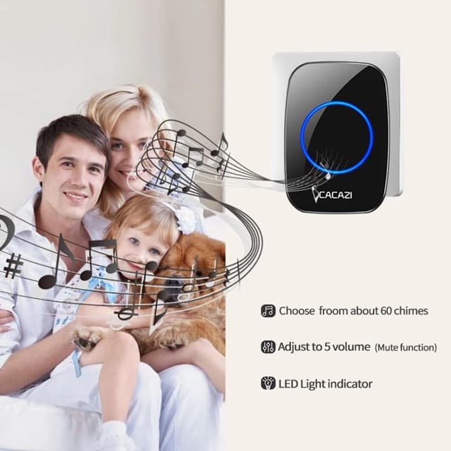 NEW Version กริ่งประตูไร้สาย 300 M Range cacazi กันน้ำ กริ่งประตู Door bell กริ่ง กริ่งไร้สาย รูปที่ 5
