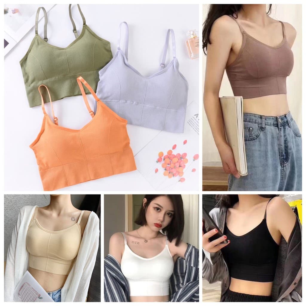 บรา สายเดี่ยว ครึ่งตัว สปอร์ตบรา เสริมฟองน้ำ ปรับสายได้ ผ้านุ่ม ระบายอากาศ เกรดพรีเมี่ยม รูปที่ 1