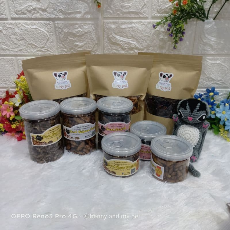 จิ้งหรีดอบแห้ง ด้วงสาคู สะดิ้งอบแห้ง หนอนไหม แมลง อาหารสัตว์เล็ก ชูการ์ไกรเดอร์ เม่นแคระ กระรอก รูปที่ 2