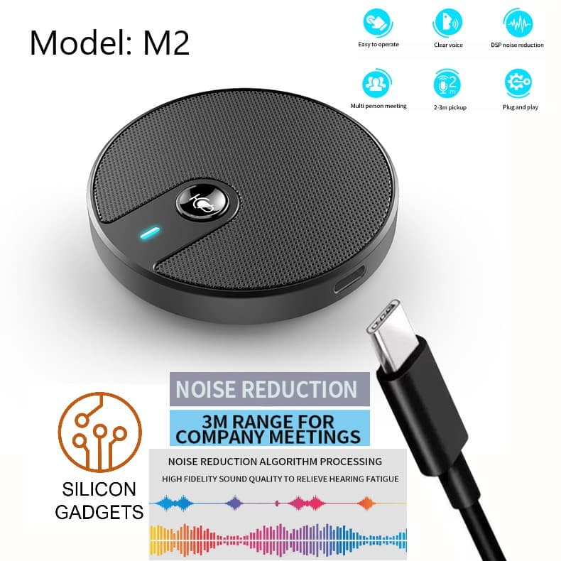 ไมโครโฟนประชุมออนไลน์ รับเสียง 360° | Portable Omnidirectional Microphone with Mute - รองรับ Zoom, Teams, Webex