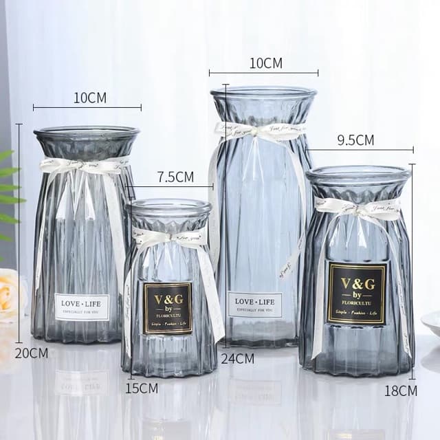 แจกันดอกไม้แก้ว vase โปร่งใสแจกันยุโรปห้องนั่งเล่นที่เรียบง่ายตกแต่ง แจกันทรงเพรช+โบว์สุดน่ารัก รูปที่ 7