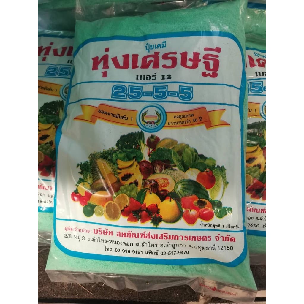 ปุ๋ยเกล็ด ทุ่งเศรษฐี 25-5-5 ขนาด 1 กิโลกรัม เร่งการเจริญเติบโตของพืชทุกชนิด ปุ๋ยเขียว หรือ ปุ๋ยเย็น ปุ๋ยเคมี รูปที่ 3