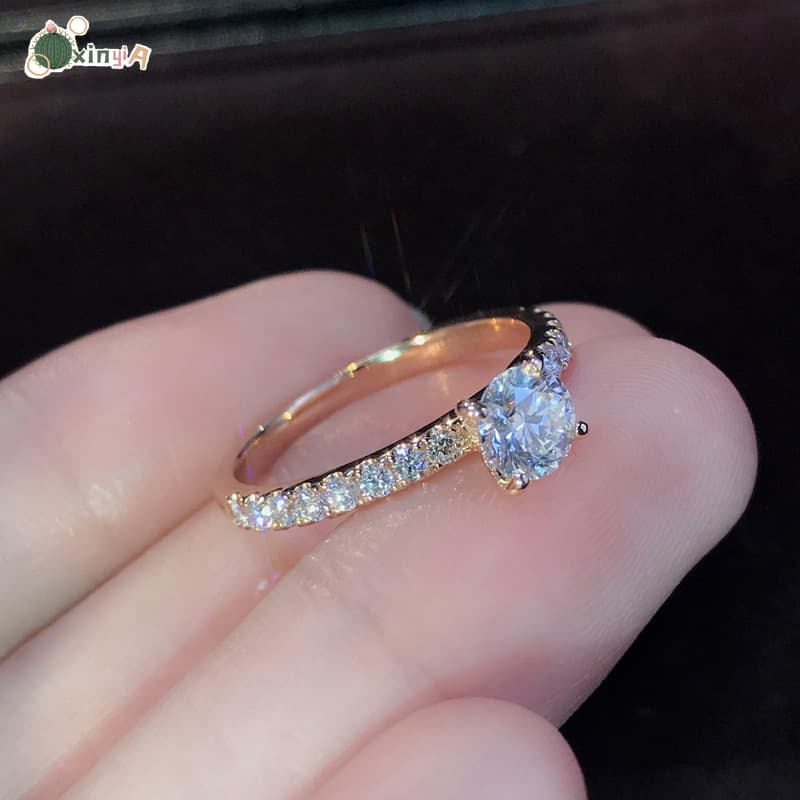 แหวนหมั้นแหวนแต่งงานทองคำ 14K Cubic Zirconia รูปที่ 3