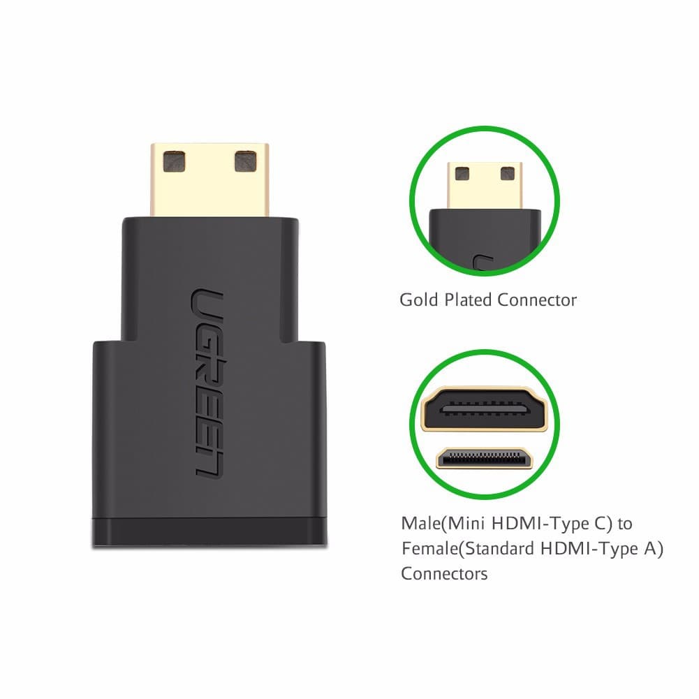 UGREEN Mini HDMI Male to HDMI Female Adapter Gold Plated หัวต่อ Mini HDMI to HDMI พร้อมเสียง รุ่น 20101 รูปที่ 5
