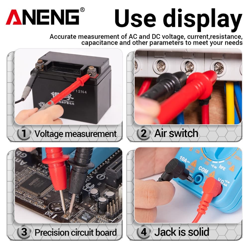 ANENG One ชุด PT840 Premium Test Lead Kit, 1000V 10A มัลติมิเตอร์ Probes พร้อมเข็ม Pins และสายเคเบิลแบบยืดหยุ่นสําหรับการทดสอบ Electronics รูปที่ 4