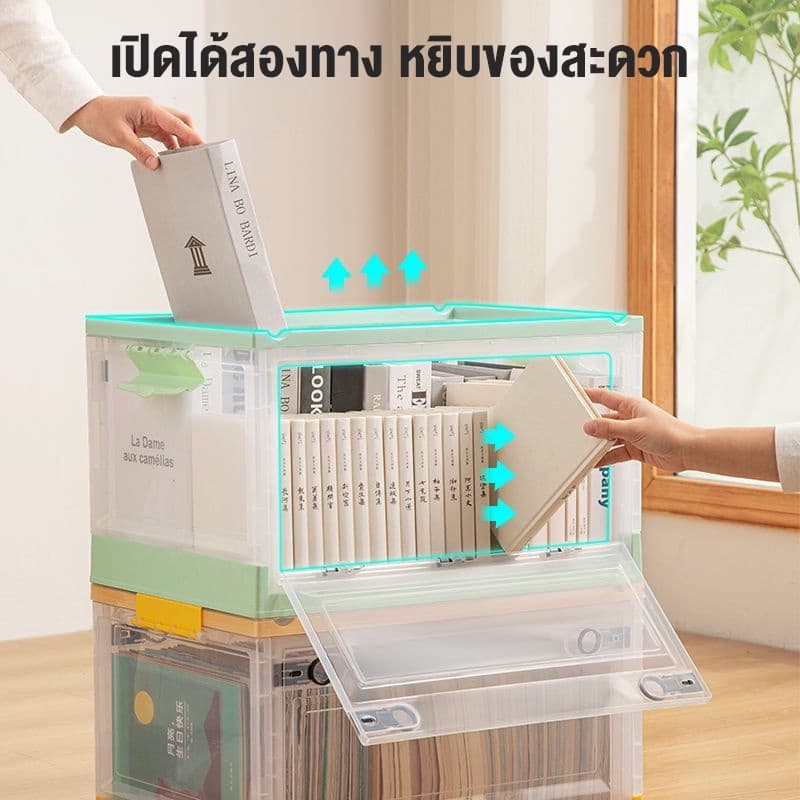 Oy กล่องเก็บของโปร่งใส มีล้อ กล่องพลาสติกพับได้ สะดวกต่อการมองหาสิ่งของ 88/56/40/27L กล่องเก็บของพับได้ รูปที่ 3