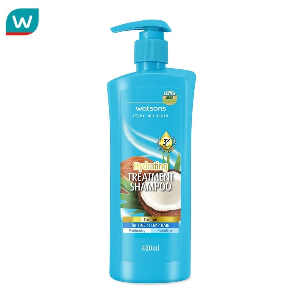 Watsons วัตสัน ทรีทเมนท์ แชมพู โคโคนัท ฟอร์ ฟายน์ ออร์ ลิมพ์ แฮร์ 400มล. รูปที่ 1