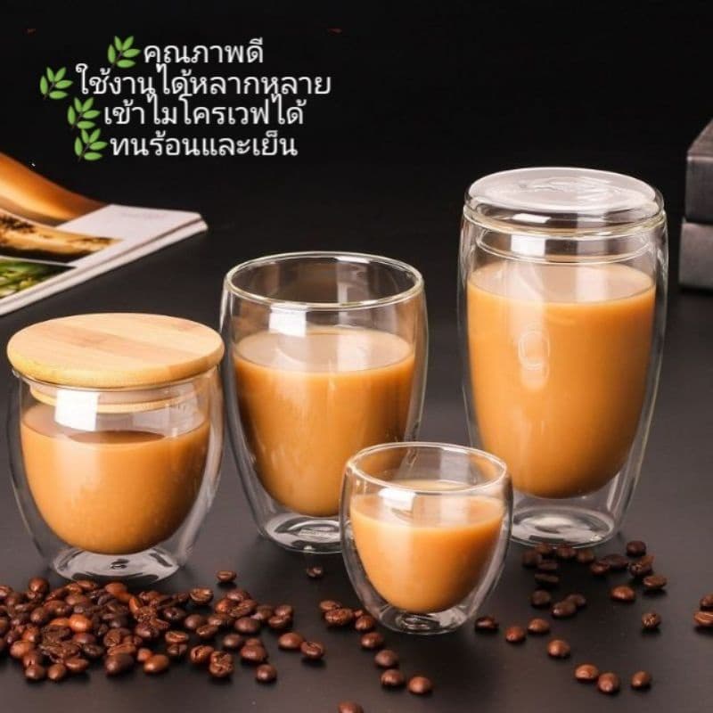 TIMECAFE แก้วสองชั้น double wall ขนาด 250-450 ml สวยงาม ทนทาน รูปที่ 2
