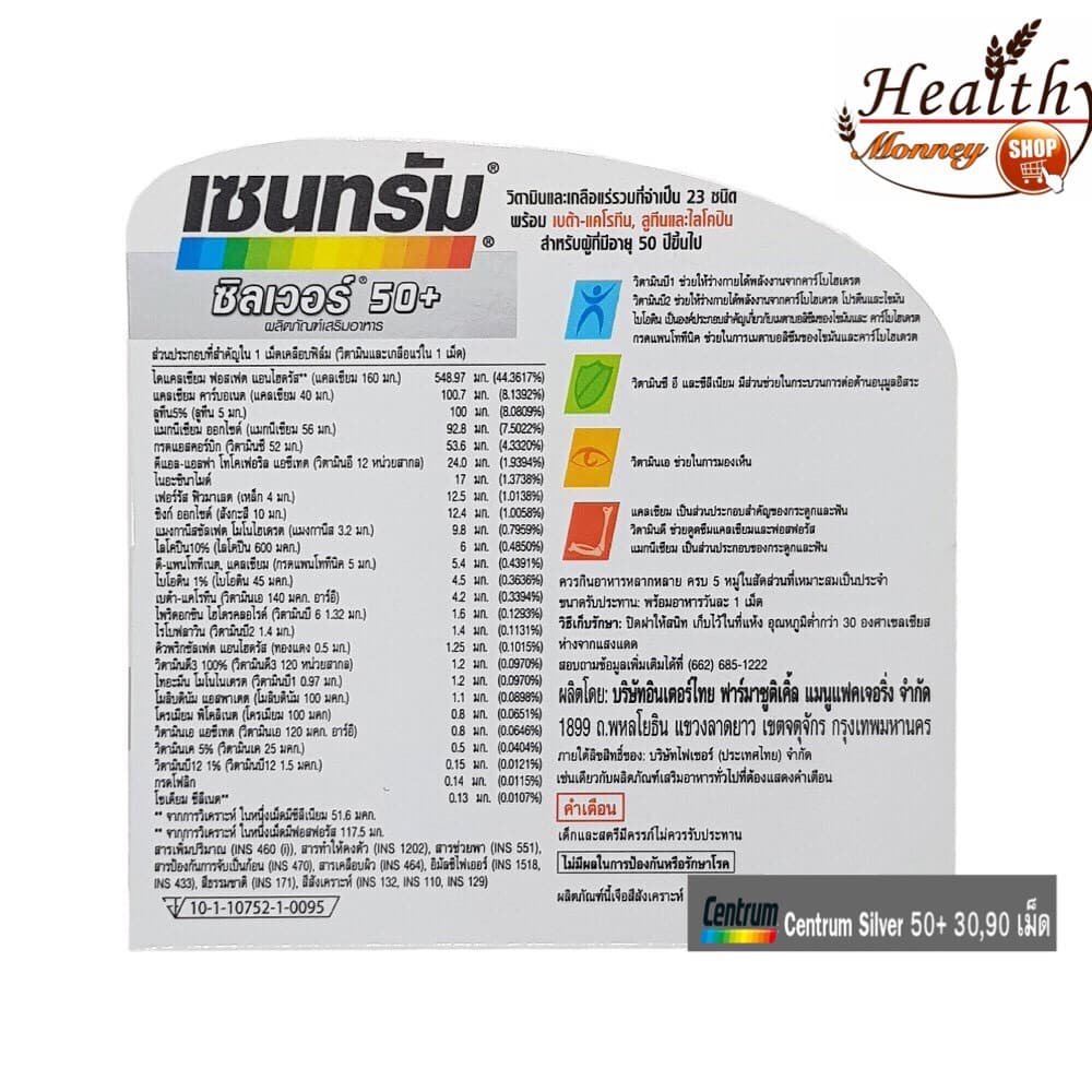 ถูกแท้ ล๊อตใหม่ล่าสุด Centrum Silver เซนทรัม ซิลเวอร์ 50+ อาหารเสริมสำหรับผู้สูงอายุ รูปที่ 3