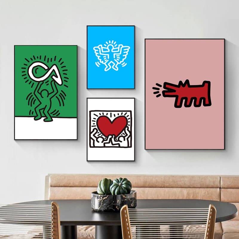ภาพโปสเตอร์ Keith Haring Abstract วินเทจบนผ้าแคนวาสตกแต่งผนังห้องนั่งเล่น รูปที่ 6